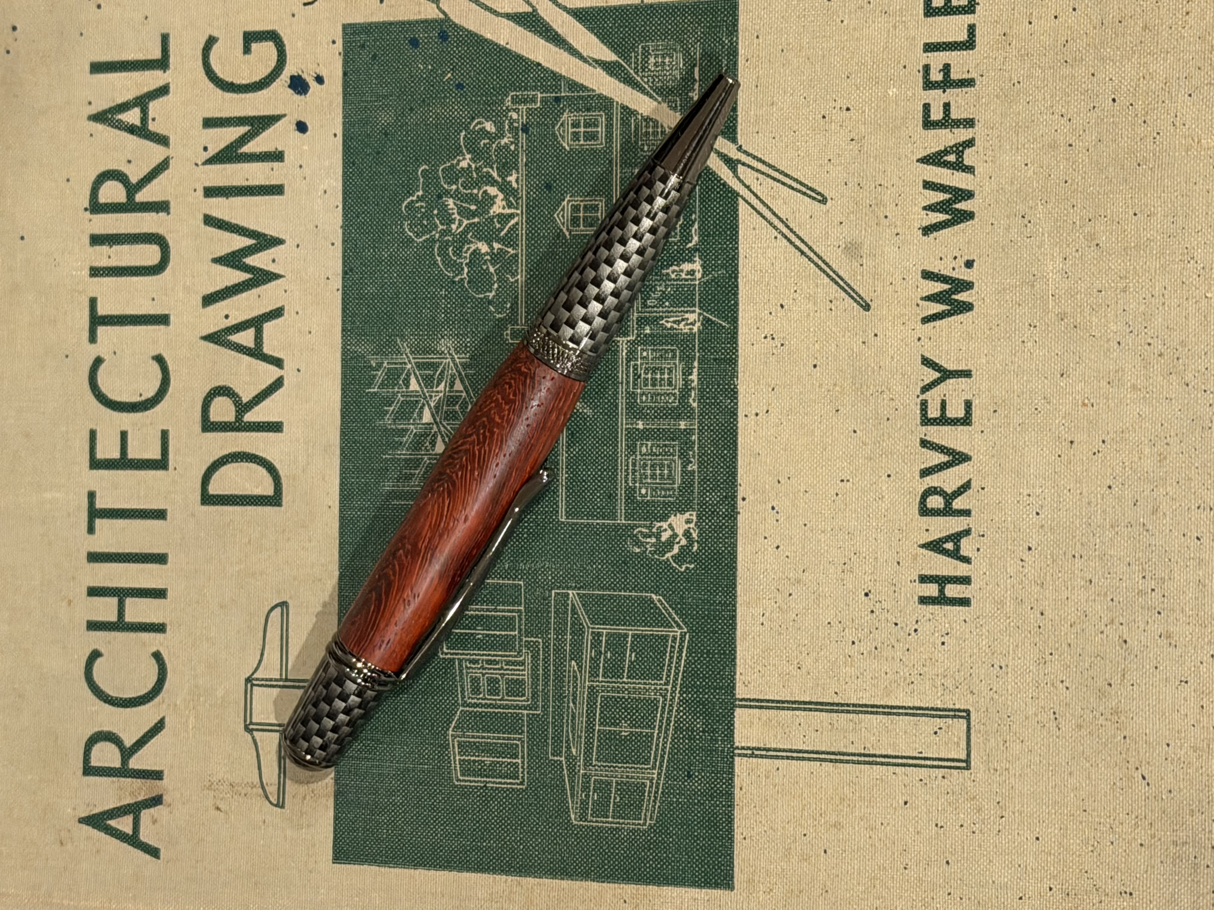 Padauk and Carbon Fiber Twist Pen