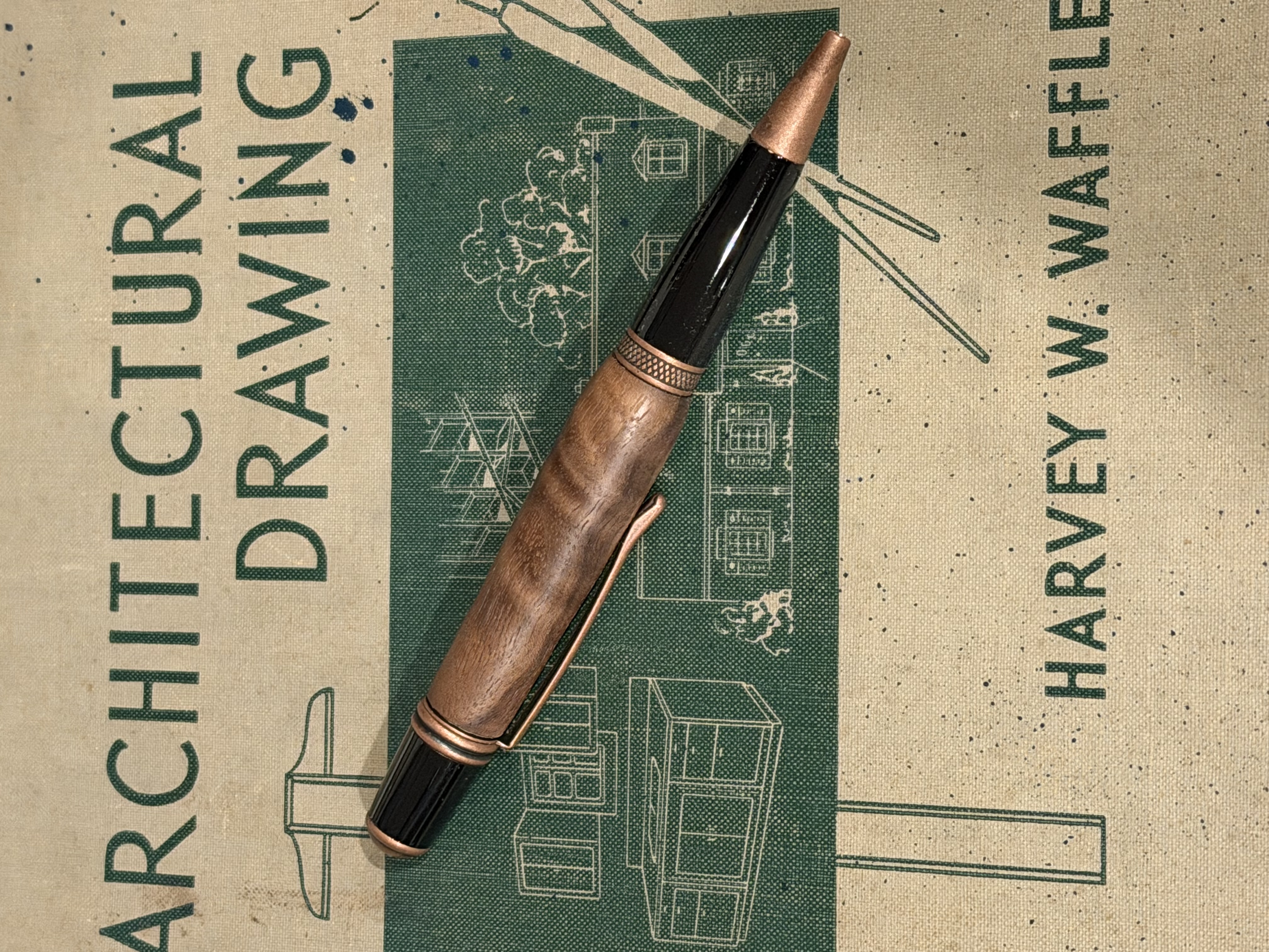 Walnut and Copper Twist Pen